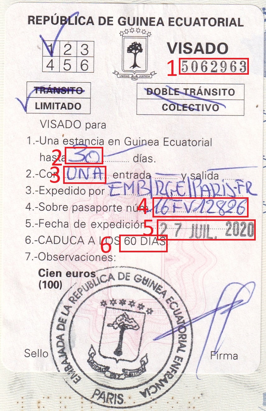 Exemple visa pour Visa Guinée Équatoriale