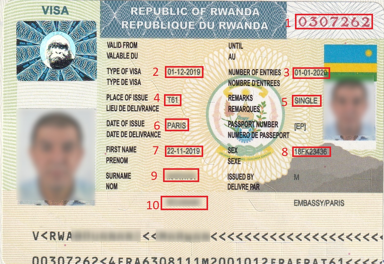 Exemple visa pour Visa Rwanda
